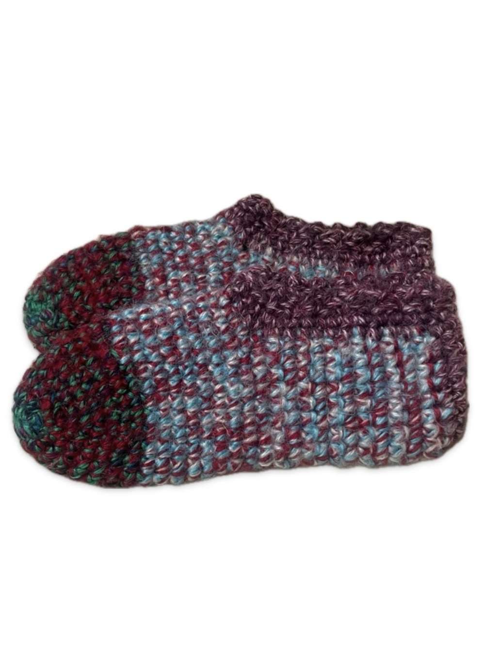 NWOT: Hand Knit Wool Slippers - Red/Blue/Green 🧦 Unisex • NEW